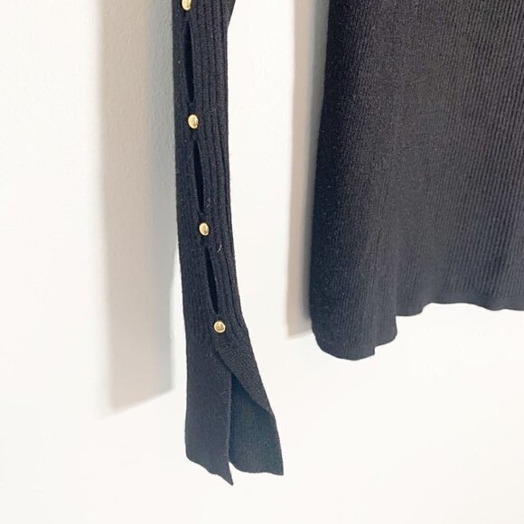 White House Black Market black long sleeve fitted rib knit turtleneck sweater - Picture 2 of 9